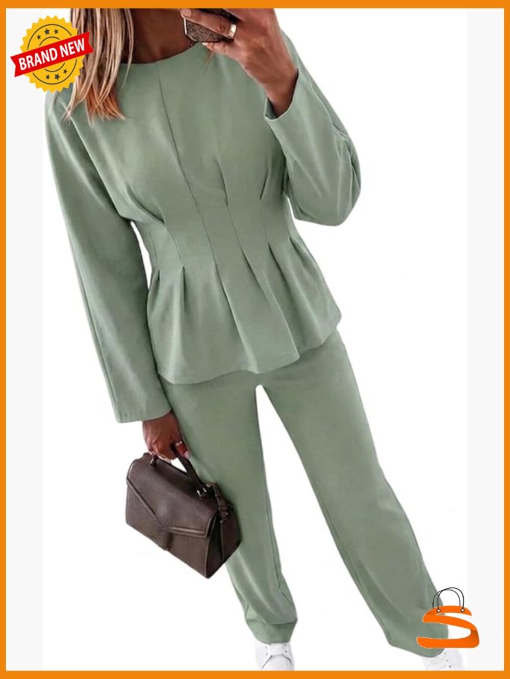 Women's 2 Piece Set Ruched Top Wide Leg Pants Business Casual Work Outfit